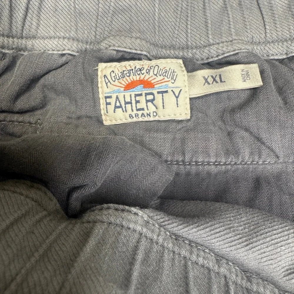 Faherty Brand All Day Shorts Grey Organic Cotton Linen Blend XXL 6in Inseam